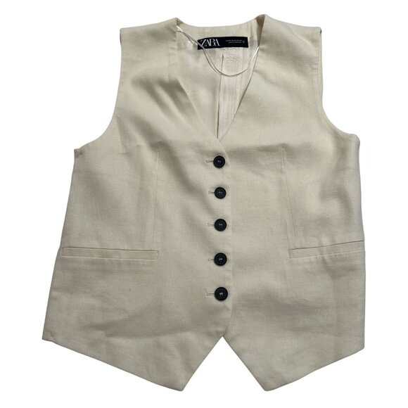 Zara Tailored Vest in Ivory - Picture 1 of 4